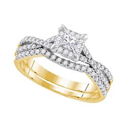 0.62 CTW Diamond Square Halo Bridal Engagement Ring 10KT Yellow Gold - REF-75K2W