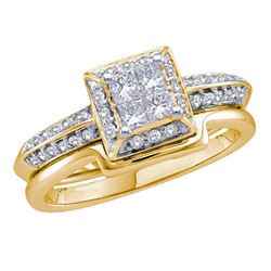 0.50 CTW Princess Diamond Bridal Engagement Ring 14KT Yellow Gold - REF-75X2Y