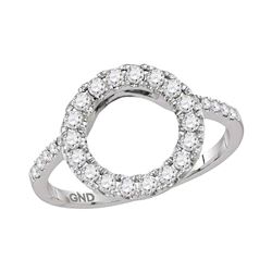 0.50 CTW Diamond Circle Halo Wrap Ring 14KT White Gold - REF-50Y9X