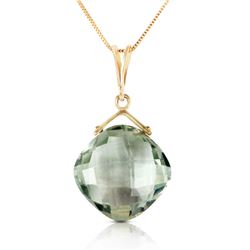 Genuine 8.75 ctw Green Amethyst Necklace Jewelry 14KT Yellow Gold - REF-27M2T