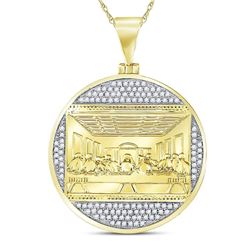 0.50 CTW Mens Diamond Last Supper Charm Pendant 10KT Yellow Gold - REF-59N9F