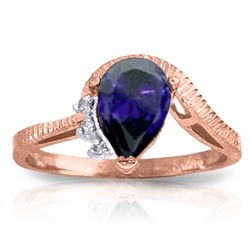 Genuine 1.52 ctw Sapphire & Diamond Ring Jewelry 14KT Rose Gold - REF-56T5A