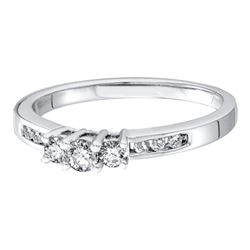 0.25 CTW Diamond 3-stone Bridal Engagement Ring 14KT White Gold - REF-30N2F