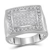 Image 1 : 0.50 CTW Mens Diamond Square Cluster Ring 10KT White Gold - REF-44Y9X