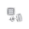 Image 1 : 0.33 CTW Diamond Square Cluster Earrings 10KT White Gold - REF-26F9N