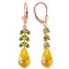 Image 1 : Genuine 11.20 ctw Citrine & Peridot Earrings Jewelry 14KT Rose Gold - REF-56Y2F