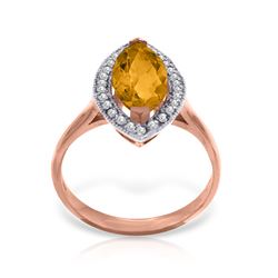 Genuine 1.80 ctw Citrine & Diamond Ring Jewelry 14KT Rose Gold - REF-70V5W