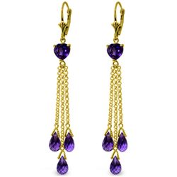 Genuine 9.5 ctw Amethyst Earrings Jewelry 14KT Yellow Gold - REF-62T2A