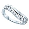 Image 1 : 0.33 CTW Diamond Curved Single Row Ring 14KT White Gold - REF-44W9K