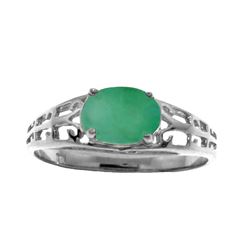 Genuine 1.15 ctw Emerald Ring Jewelry 14KT White Gold - REF-39F3Z