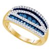 Image 1 : 0.70 CTW Blue Color Diamond Cocktail Ring 10KT Yellow Gold - REF-44M9H