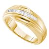 Image 1 : 0.50 CTW Mens Princess Channel-set Diamond Single Row Ring 14KT Yellow Gold - REF-104X9Y