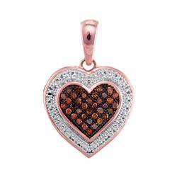 0.12 CTW Red Color Diamond Heart Love Pendant 10KT Rose Gold - REF-14N9F