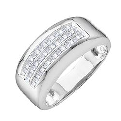 0.50 CTW Mens Princess Diamond Wedding Anniversary Ring 14KT White Gold - REF-79F4N