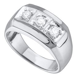 0.50 CTW Mens Diamond 3-stone Fashion Ring 10KT White Gold - REF-49X5Y