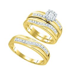 0.33 CTW Diamond Matching Trio Mens Wedding Bridal Ring 10KT Yellow Gold - REF-49Y5X