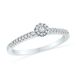 0.16 CTW Diamond Solitaire Halo Promise Bridal Ring 10KT White Gold - REF-18Y2X