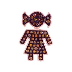 0.15 CTW Red Color Diamond Mom Girl Daughter Pendant 10KT Rose Gold - REF-16H4M