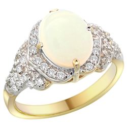 Natural 1.93 ctw opal & Diamond Engagement Ring 14K Yellow Gold - REF-101X9A