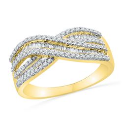 0.49 CTW Diamond Crossover Ring 10KT Yellow Gold - REF-34N4F