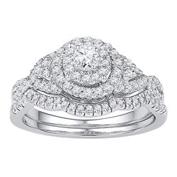 0.63 CTW Diamond Bridal Wedding Engagement Ring 14k White Gold - REF-67W4K