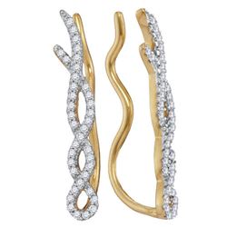0.25 CTW Diamond Woven Climber Earrings 10KT Yellow Gold - REF-22M4H