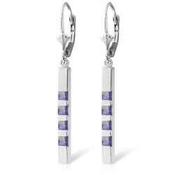 Genuine 0.70 ctw Tanzanite Earrings Jewelry 14KT White Gold - REF-59P5H