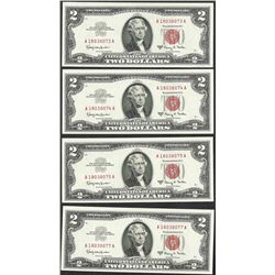 Lot of (4) 1963A $2 Legal Tender Notes