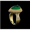 Image 4 : 14KT Yellow Gold 4.10 ctw Emerald and Diamond Ring