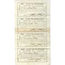 Newly Discovered, City of Newark, NJ,  March 15, 1865, One Year Scrip Un-Cut Sheet Signed by Civil W