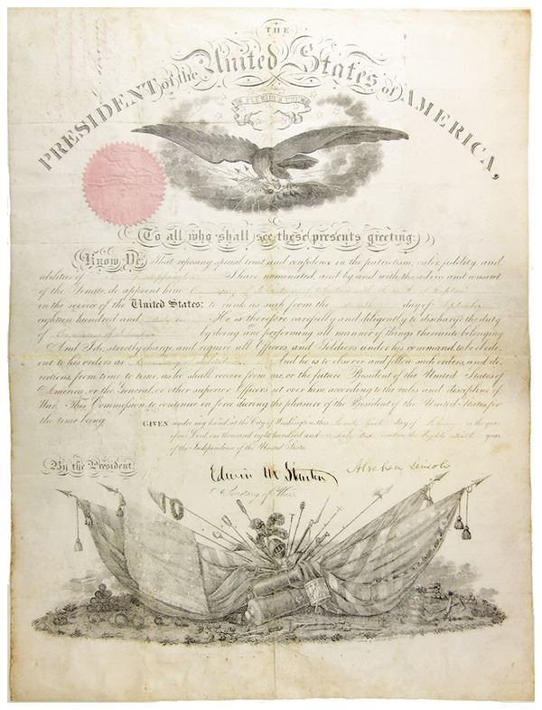 ABRAHAM LINCOLN. 16th U.S. President. Partly Engraved Document Signed ...