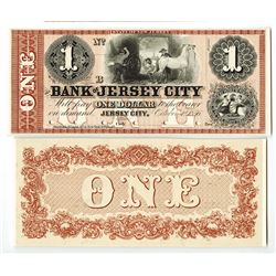 Bank of Jersey City, 1856 $1 Proof Obsolete Banknote.