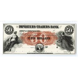 Importers & Traders Bank of New York, 18xx, Proof $50, One of 3 Known.