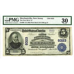 First National Bank & Trust Company of Merchantville, 1902 PB, $5, Charter #8323 National Banknote R