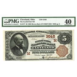 Euclid-Park National Bank of Cleveland, 1882 Brown Back, $5, Charter #3545 National Bank Note.