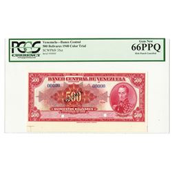 Banco Central De Venezuela, Caracas, 1940 Specimen Red Color Trial Banknote