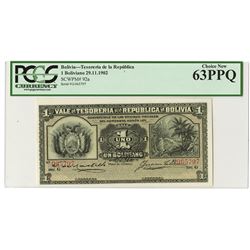 Vale de Tesoria De La Republica De Bolivia, 1902 Issue Banknote.