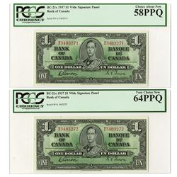 Bank of Canada, 1937  Sequential Banknote Pair.