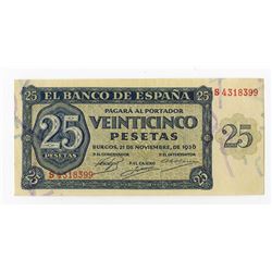 Banco De Espana, 1936 Issued Banknote.