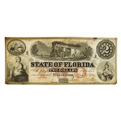 State of Florida, $2 1864, Cr-39, Issued Obsolete Banknote