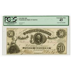 C.S.A. 1861 $50, T-8 Issued Confederate Banknote.