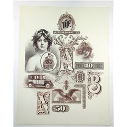 American Bank Note Co., ca. 1920-50's Advertising Vignette Sheet.