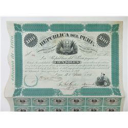 Republica Del Peru 1871 100 Soles Bond.