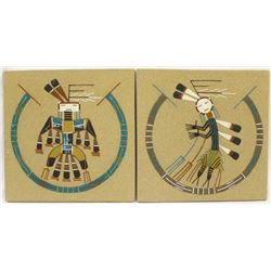 2 Native American Navajo Sand Paintings by Chee