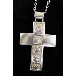 Navajo Sterling Silver Cross Pendant Necklace