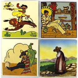 4 Mexican Pictorial Tiles