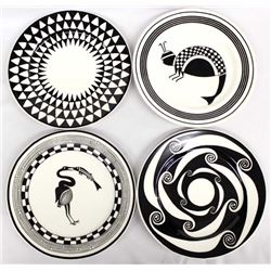 Set of 4 Anasazi Traders Mimbres Designed Plates