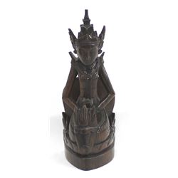 Asian Carved Rosewood Buddha Statue