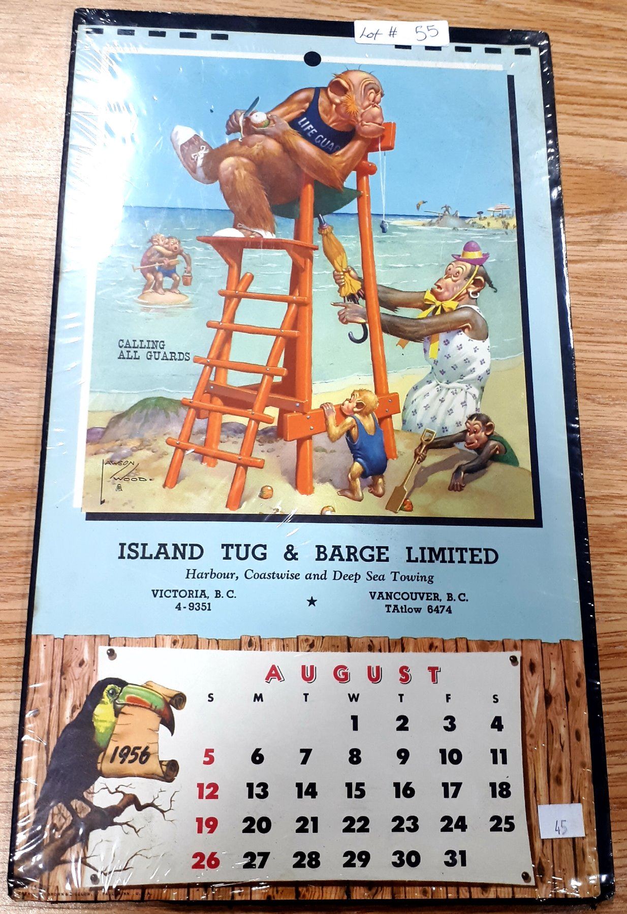 1956 CALENDAR ON BOARD