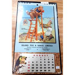 1956 CALENDAR ON BOARD